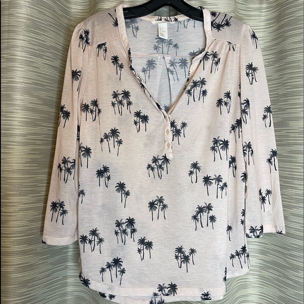H&M Blush Palm Shirt GUC